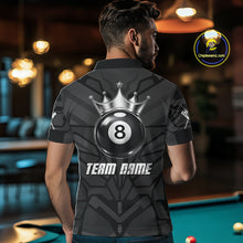 Load image into Gallery viewer, Black And Silver Crown 8 Ball Pool Shirts Custom Men Billiards Balls Polo &amp; Quarter-Zip Attire NYN2397