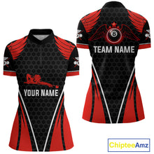 Load image into Gallery viewer, Red Wings 8 Ball Pool Team Shirts Women's Billiard Polo &amp; 1/4-Zip Personalized Billiard Gifts NYN2399