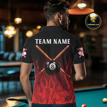 Load image into Gallery viewer, Red Flames 8 Ball Pool Team Shirts Men Billiard Polo &amp; 1/4-Zip Custom Billiard Balls &amp; Cue Gifts NYN2400