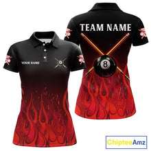 Load image into Gallery viewer, Red Flames 8 Ball Pool Team Shirts Women Billiard Polo &amp; 1/4-Zip Custom Billiard Balls &amp; Cue Gifts NYN2400