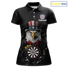 Load image into Gallery viewer, Custom Patriotic Funny Eagle Dartboard Women Darts Polo &amp; Quarter-Zip Shirt Personalized Dart Jerseys NYN2771