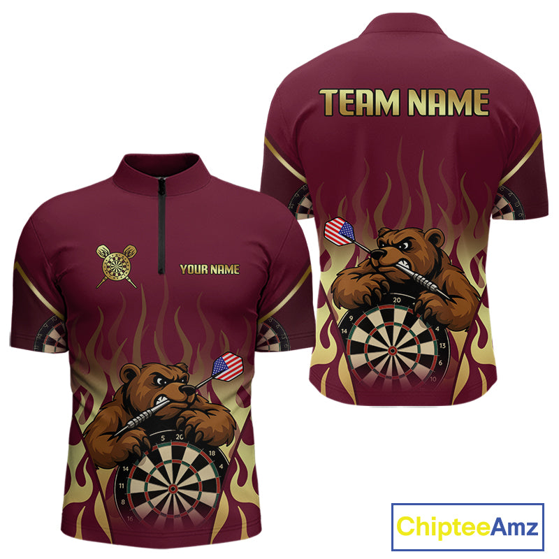 US Flag Dart Arrow Custom Brown Bear Dart Shirt For Men, Dart Team Jerseys NYN0091