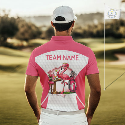 Mens Funny Golf Shirts Pub Flamingo Golf Clothing Custom Golf Team Polo, Golf Upf Shirts NYN2997