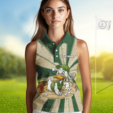 Load image into Gallery viewer, Womens Funny Duck Golf Shirts Grunge Green Beige Golf Clothing Custom Golf Team Sleeveless Polo, Golf Upf Shirts NYN2998