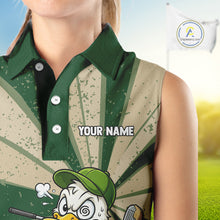 Load image into Gallery viewer, Womens Funny Duck Golf Shirts Grunge Green Beige Golf Clothing Custom Golf Team Sleeveless Polo, Golf Upf Shirts NYN2998