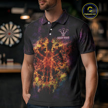 Load image into Gallery viewer, Colorful Flame Dartboard Custom Polo Darts Shirt For Men - Darts Team Jersey NYN0699