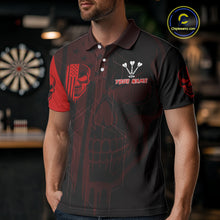 Load image into Gallery viewer, Custom Darts Team Polo Shirt For Men Red Flame Dartboard  - Darts  Jersey NYN0702