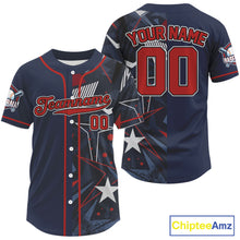 Load image into Gallery viewer, Custom Blue &amp; Red Baseball Shirt Personalized Grunge Baseball Jerseys For Men NYN1579