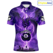 Load image into Gallery viewer, Dragon Light 8 Ball Men Billiard Polo &amp; 1/4-Zip Shirt Custom Pool Team Billiard Shirts|Purple NYN2402