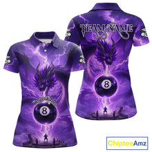 Load image into Gallery viewer, Dragon Light 8 Ball Women Billiard Polo &amp; 1/4-Zip Shirt Custom Pool Team Billiard Shirts|Purple NYN2402