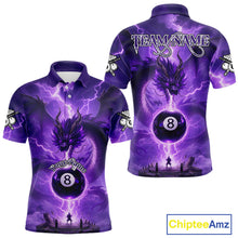 Load image into Gallery viewer, Dragon Light 8 Ball Men Billiard Polo &amp; 1/4-Zip Shirt Custom Pool Team Billiard Shirts|Purple NYN2402