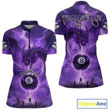 Load image into Gallery viewer, Dragon Light 8 Ball Women Billiard Polo &amp; 1/4-Zip Shirt Custom Pool Team Billiard Shirts|Purple NYN2402