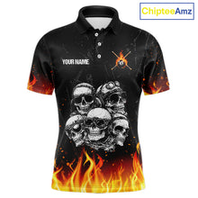 Load image into Gallery viewer, Funny Skulls Flame 8 Ball Men Billiard Team Shirts Custom Pool Ball Billiard Shirt Designs NYN2403
