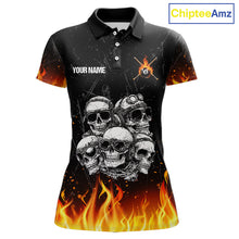 Load image into Gallery viewer, Funny Skulls Flame 8 Ball Women Billiard Team Shirts Custom Pool Ball Billiard Shirt Designs NYN2403