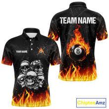 Load image into Gallery viewer, Funny Skulls Flame 8 Ball Men Billiard Team Shirts Custom Pool Ball Billiard Shirt Designs NYN2403
