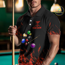 Load image into Gallery viewer, Red Flames Pool Balls Men Billiard Polo &amp; 1/4-Zip Apparel Custom Billiard Team Shirt Designs NYN2405