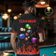 Load image into Gallery viewer, Red Flames Pool Balls Men Billiard Polo &amp; 1/4-Zip Apparel Custom Billiard Team Shirt Designs NYN2405