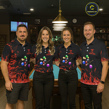 Load image into Gallery viewer, Red Flames Pool Balls Men Billiard Polo &amp; 1/4-Zip Apparel Custom Billiard Team Shirt Designs NYN2405