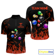 Load image into Gallery viewer, Red Flames Pool Balls Men Billiard Polo &amp; 1/4-Zip Apparel Custom Billiard Team Shirt Designs NYN2405