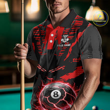 Load image into Gallery viewer, Black And Red Crack 8 Ball Pool Billiard Apparel For Men Custom Billiard Team Shirt Designs NYN2406