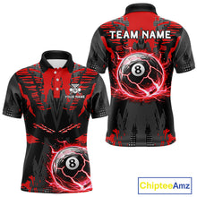 Load image into Gallery viewer, Black And Red Crack 8 Ball Pool Billiard Apparel For Men Custom Billiard Team Shirt Designs NYN2406