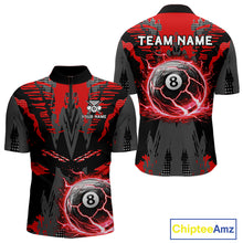 Load image into Gallery viewer, Black And Red Crack 8 Ball Pool Billiard Apparel For Men Custom Billiard Team Shirt Designs NYN2406