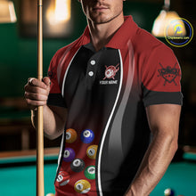 Load image into Gallery viewer, Red Funny Bull Pool Balls Men Billiard Polo &amp; 1/4-Zip Apparel Custom Billiard Shirt Designs NYN2408