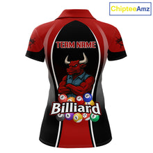 Load image into Gallery viewer, Red Funny Bull Pool Balls Women Billiard Polo &amp; 1/4-Zip Apparel Custom Billiard Shirt Designs NYN2408