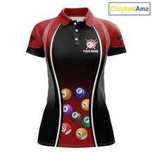 Load image into Gallery viewer, Red Funny Bull Pool Balls Women Billiard Polo &amp; 1/4-Zip Apparel Custom Billiard Shirt Designs NYN2408