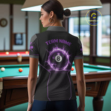 Load image into Gallery viewer, Thunder Purple 8 Ball Pool Women Billiard Polo &amp; 1/4-Zip Jersey Custom Billiard Shirt Designs NYN2410