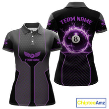 Load image into Gallery viewer, Thunder Purple 8 Ball Pool Women Billiard Polo &amp; 1/4-Zip Jersey Custom Billiard Shirt Designs NYN2410