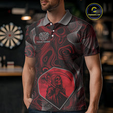 Load image into Gallery viewer, Grim Reaper Darts Flight &amp; Red Swirl Men's Darts Team Shirt Custom Name For Players NYN0460