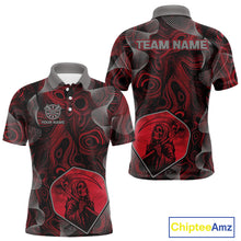 Load image into Gallery viewer, Grim Reaper Darts Flight &amp; Red Swirl Men's Darts Team Shirt Custom Name For Players NYN0460