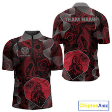 Load image into Gallery viewer, Grim Reaper Darts Flight &amp; Red Swirl Men's Darts Team Shirt Custom Name For Players NYN0460