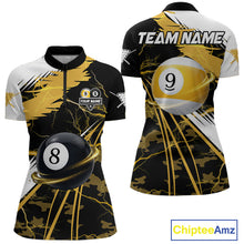 Load image into Gallery viewer, Yellow Lightning 8 Ball 9 Ball Pool Shirt For Women Custom Camo Billiard Team Jersey