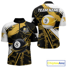 Load image into Gallery viewer, Yellow Lightning 8 Ball 9 Ball Pool Shirt For Men Custom Camo Billiard Team Jersey
