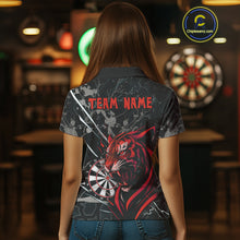 Load image into Gallery viewer, Custom Women's Darts Polo Shirt Fierce Tiger &amp; Dartboard - Personalized Name &amp; Team NYN0711