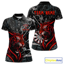 Load image into Gallery viewer, Custom Women's Darts Polo Shirt Fierce Tiger &amp; Dartboard - Personalized Name &amp; Team NYN0711