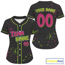 Load image into Gallery viewer, Custom Green Pink Grunge Baseball Shirt For Men Colorful Baseball Team Jerseys NYN1593
