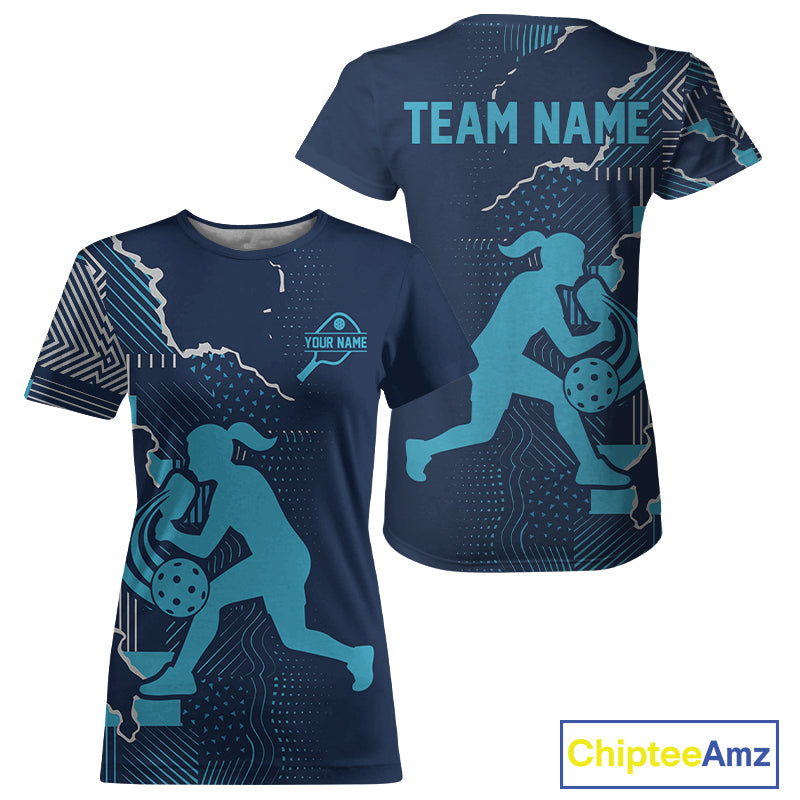 Custom Blue Torn Pickleball Paddle League Jerseys For Women Pickleball Team Shirts NYN2143