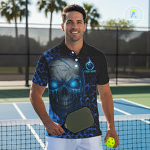 Load image into Gallery viewer, Custom Blue Dripping Skull Pickleball Ball League Jerseys Men Pickleball Paddle Shirts NYN2144