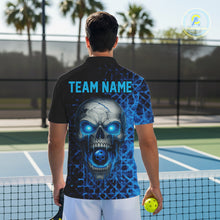Load image into Gallery viewer, Custom Blue Dripping Skull Pickleball Ball League Jerseys Men Pickleball Paddle Shirts NYN2144