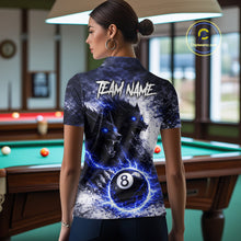 Load image into Gallery viewer, Grey &amp; Blue Grunge Wolfs Claws Thunder 8 Ball Pool Women Billiard Shirt Custom Billiard Team Attire NYN2640