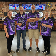 Load image into Gallery viewer, Thunder Purple Cracked Crown Skull Dartboard Men Darts 1/4-Zip Shirt Custom Dart League Shirt NYN2645