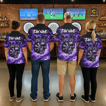 Load image into Gallery viewer, Thunder Purple Cracked Crown Skull Dartboard Men Darts 1/4-Zip Shirt Custom Dart League Shirt NYN2645