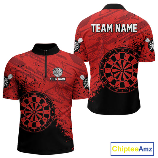 Splashed Pattern Red Dart Boards Custom Dart Shirt For Men, Dart Team Jerseys NYN0108