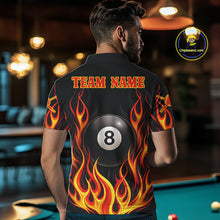 Load image into Gallery viewer, Personalized 8 Ball Fire Flame Pool Billiard Polo &amp; 1/4 Zip For Men Custom Flame Billiard Team Attire NYN3013