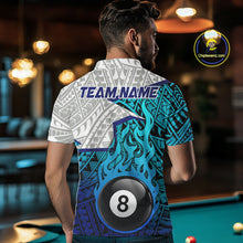 Load image into Gallery viewer, Billiards Pool Player White Blue Tribal Polo Quater-Zip Shirts For Men, Custom Billiard Team Jerseys NYN3015