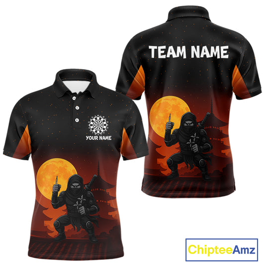 Full Moon Ninja & Dart Arrows Men's Darts Shirt - Custom Name For Darts Jersey NYN0472