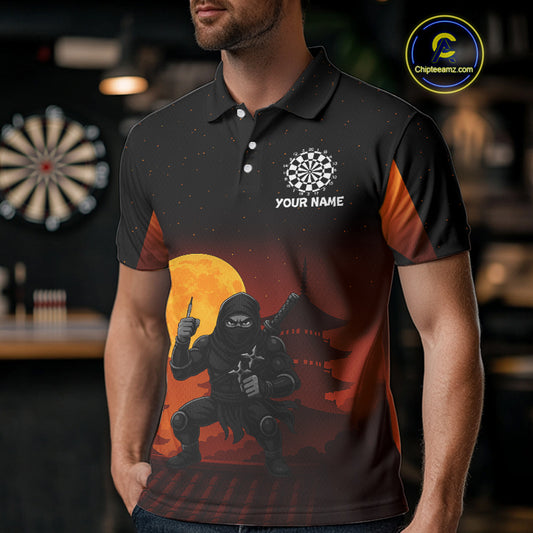 Full Moon Ninja & Dart Arrows Men's Darts Shirt - Custom Name For Darts Jersey NYN0472